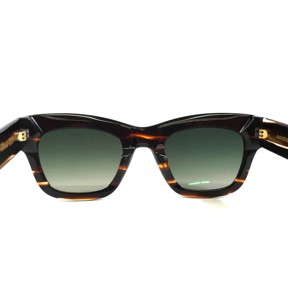 Gigi Studios Sunglasses ALFA 6897 Striped Brown Horn with Gradient Green Lenses